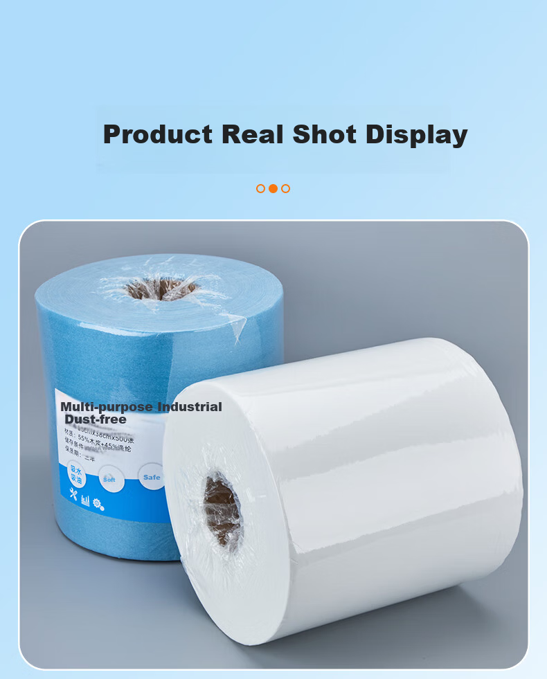 Buran Dust-Free Industrial Wiping Paper Oil Absorption Lab Wipes 25x38cm 500 Sheets/Roll Blue 16