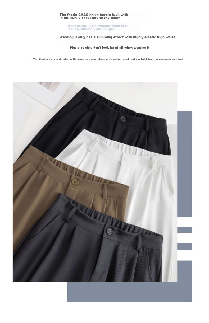Langsha Women's Suit Pants 2026 New High-Waist Straight-Leg Slim Fit Lightweight Wide-Leg Trousers for Office Commuting 3