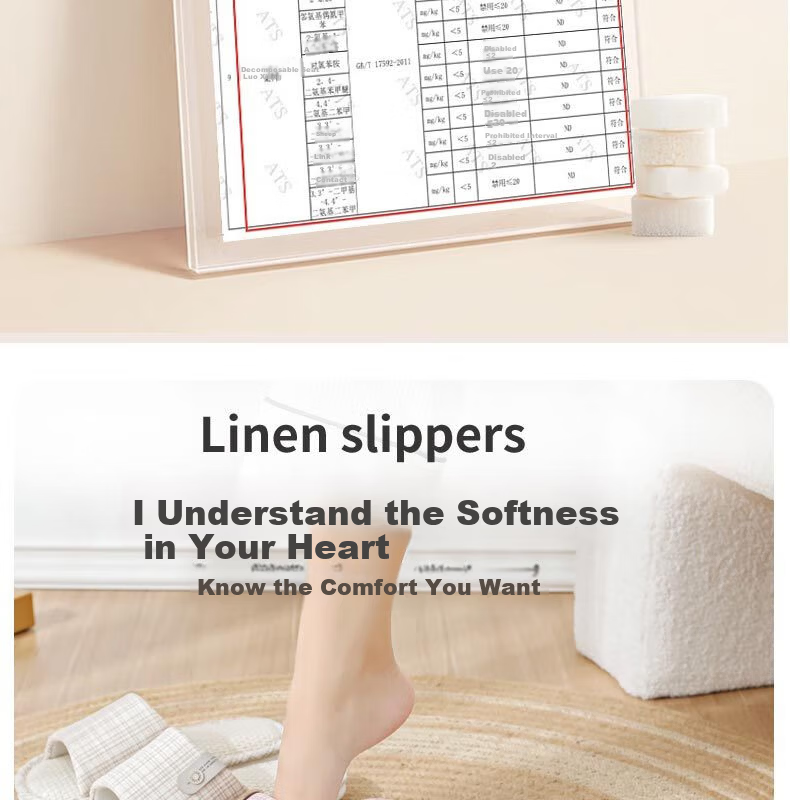 Huamei Jianbu Linen Slippers Non-Slip Couple Home Indoor Soft Sole Cotton Linen Floor Slippers HM6130 Brown Size 40-41 8