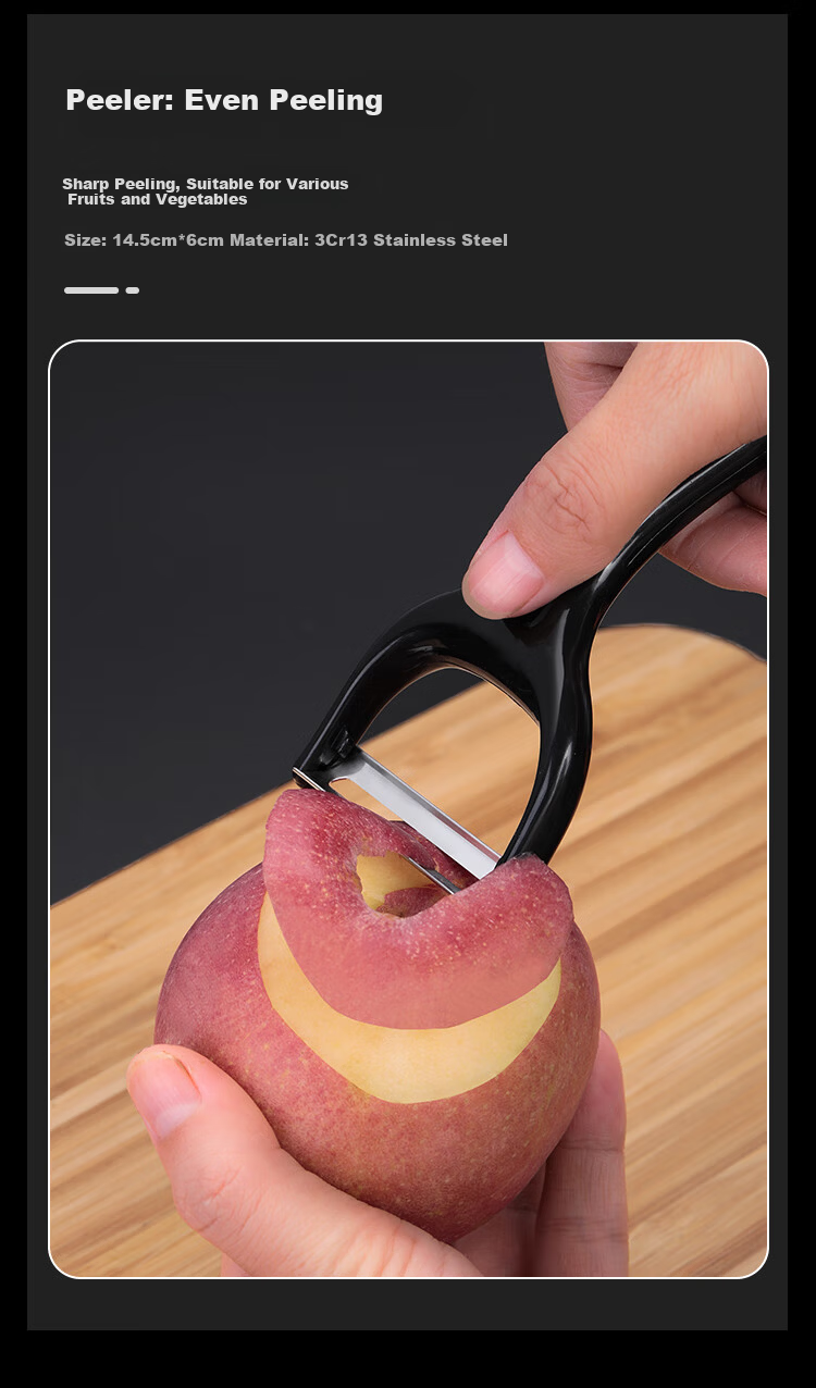 Weijian Black Blade Stainless Steel Pineapple And Watermelon Fruit Knife Set, Peeling Knife, Portable Three-Piece Set for Peeling Fruits And Vegetables, Kitchen Knife 10