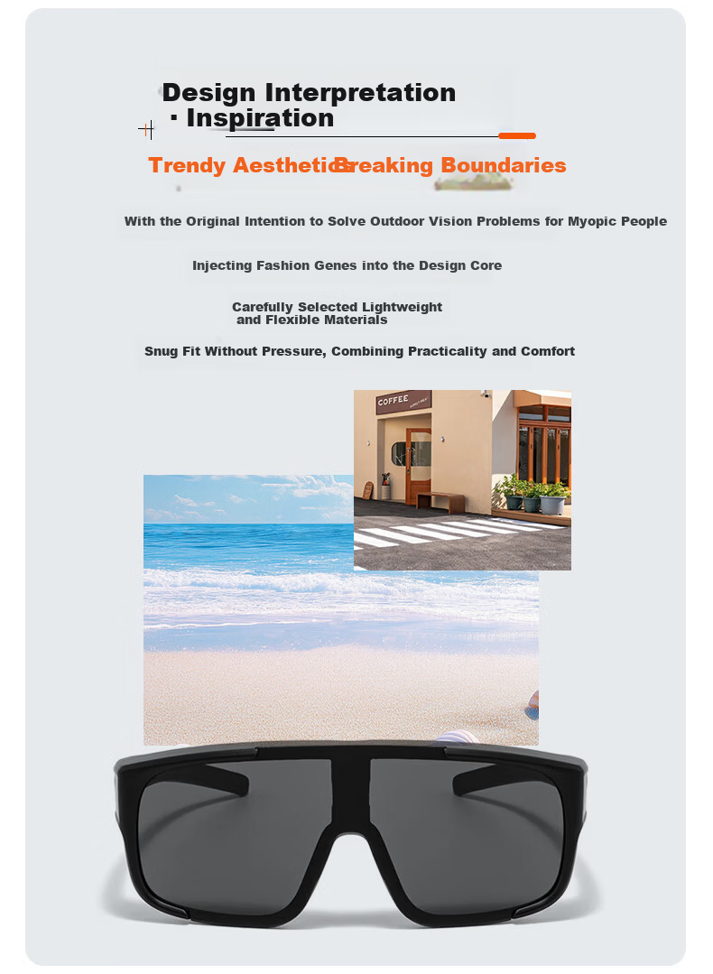 Kosu Myopia Clip-On Cycling Glasses Men's Mountaineering Sports Windproof UV Protection Goggles Sunglasses 3