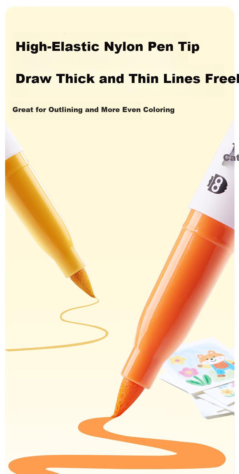 Cat Prince 24-Color Large Capacity Direct Ink Acrylic Markers Soft Tip Washable Watercolor Pens for Kids New Year Birthday Gift 9