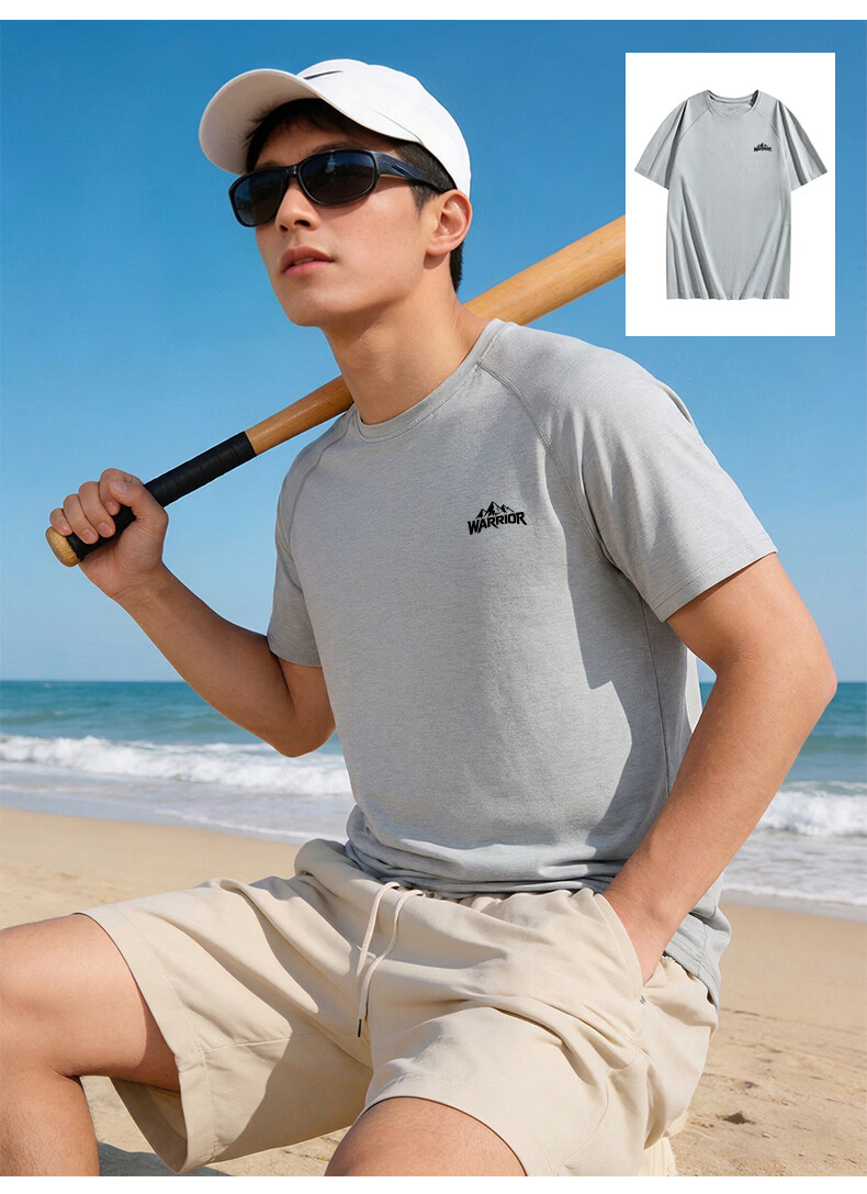 Warrior Men's Heavyweight Short Sleeve T-Shirt Summer Sports Loose Fit Trendy Tee 16