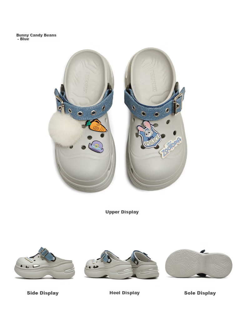 Tianmeiyi Zootopia Collaboration Jelly Bean Clog Women's Thick Sole Height Increasing Open Toe Sandals 18