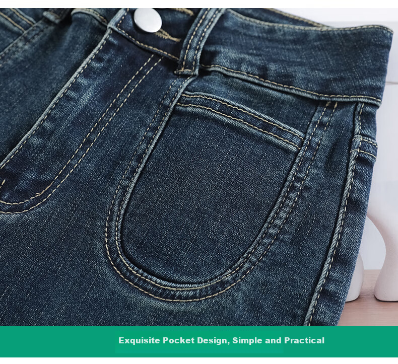 LangSha Women's Straight-Leg Jeans Spring and Autumn Thin High-Waist Slim Fit Petite Casual Wide-Leg Cigarette Pants 25