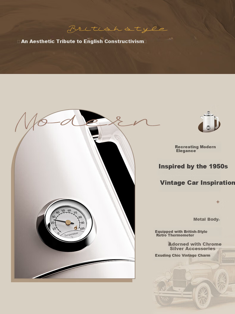 Modong Electric Kettle Double-Layer Anti-Scald 1.8L Large Capacity Household Electric Kettle 316 Stainless Steel Inner Liner 1500W High Power Fast Boiling MD-DSH09 2