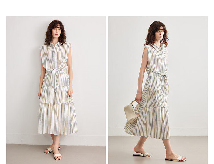 Demana "Dancing with the Wind" Summer Faux Two-Piece Sleeveless Waist-Cinching Slim A-Line Dress for Women, Mid-Length, Office Wear 10