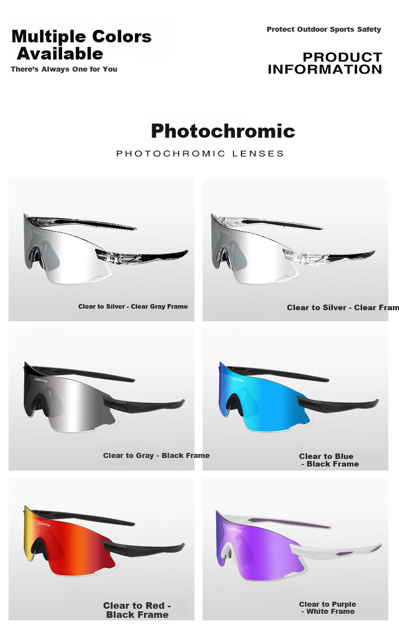VOZAPOW Photochromic Running Glasses Marathon Sports Protective Eyewear Day and Night Outdoor Mountaineering Sunglasses for Men and Women 11