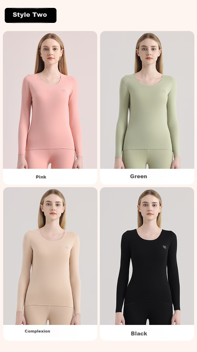 MiiOW Women's Thermal Underwear Set with Cashmere Silk, Seamless Heat-Generating Slim-Fit Autumn Top And Bottom, Skin Color, Size M 7
