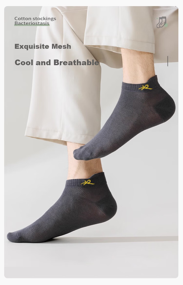 LangSha Spring Summer New Men's Socks Pure Cotton 5A Antibacterial Mesh Breathable Odor-Resistant Casual Men's Socks Summer 12