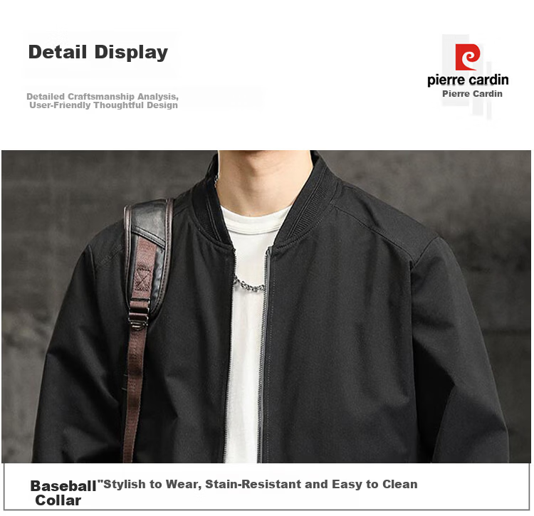 Pierre Cardin Men's Jacket Spring Autumn Premium Baseball Collar Workwear Coat Gray Green L 9