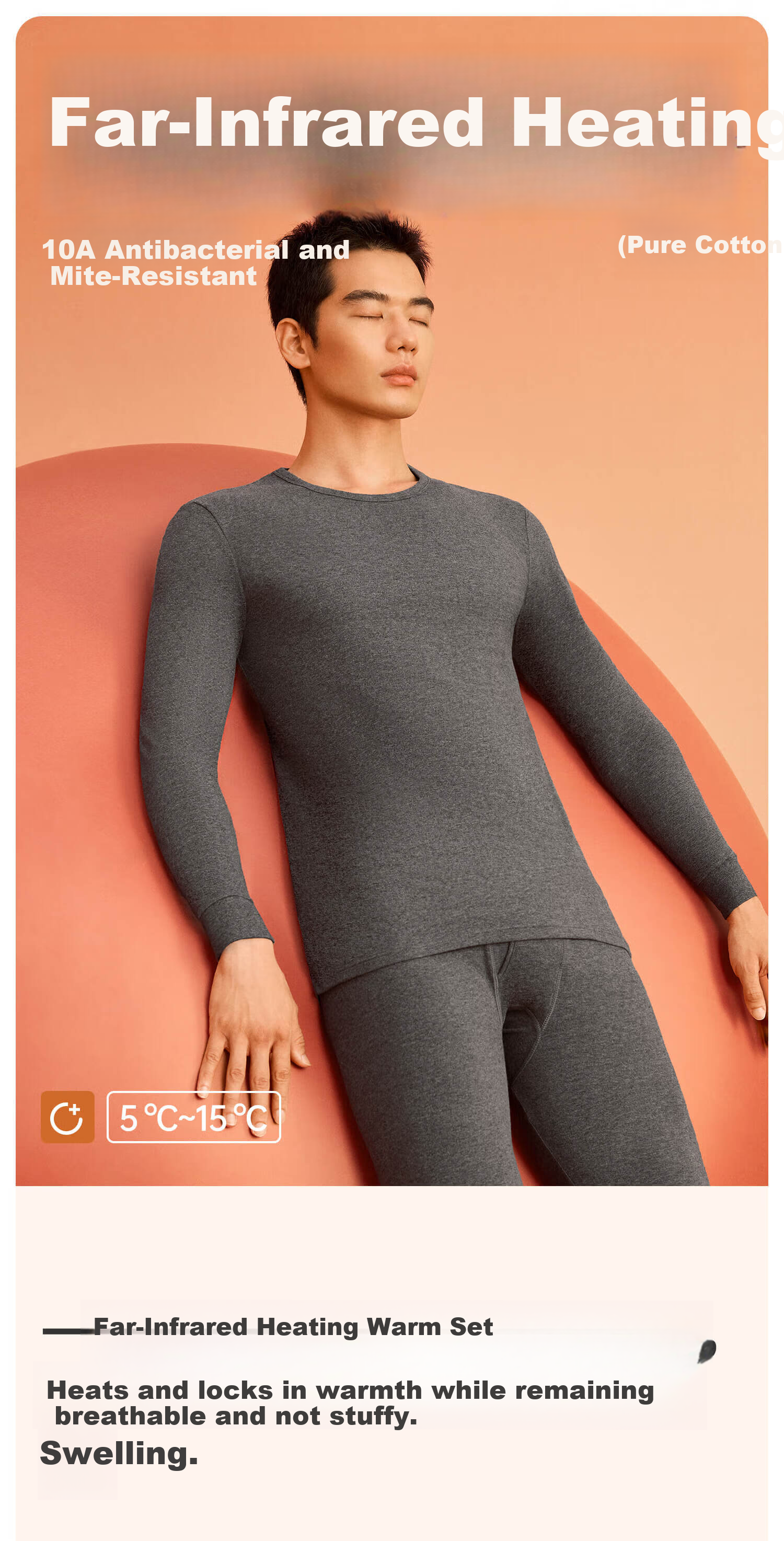 Urban Beauty [Class A Xinjiang Cotton] Men's 100% Pure Cotton Thermal Underwear Set, Antibacterial Autumn Shirt and Pants 1