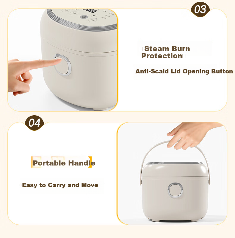 AUX Mini Rice Cooker 2L Capacity Household 1-4 People 24H Smart Reservation Multifunction Compact Easy-to-Clean AFB-YY-20FS34 8