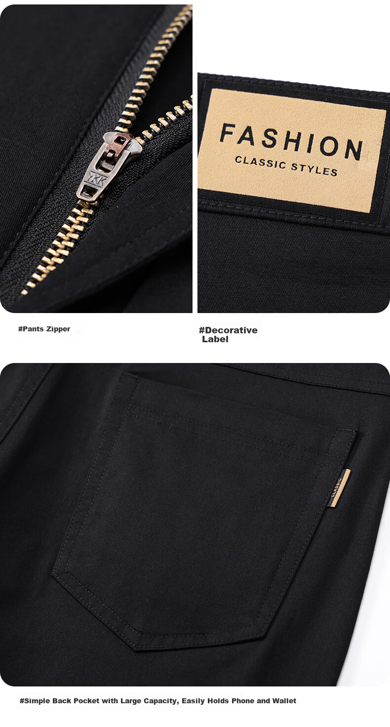 ROMON Men's Pants Spring and Autumn Pure Cotton High-Quality Versatile Durable Workwear Denim Light Business Casual Trousers Gray 31 16