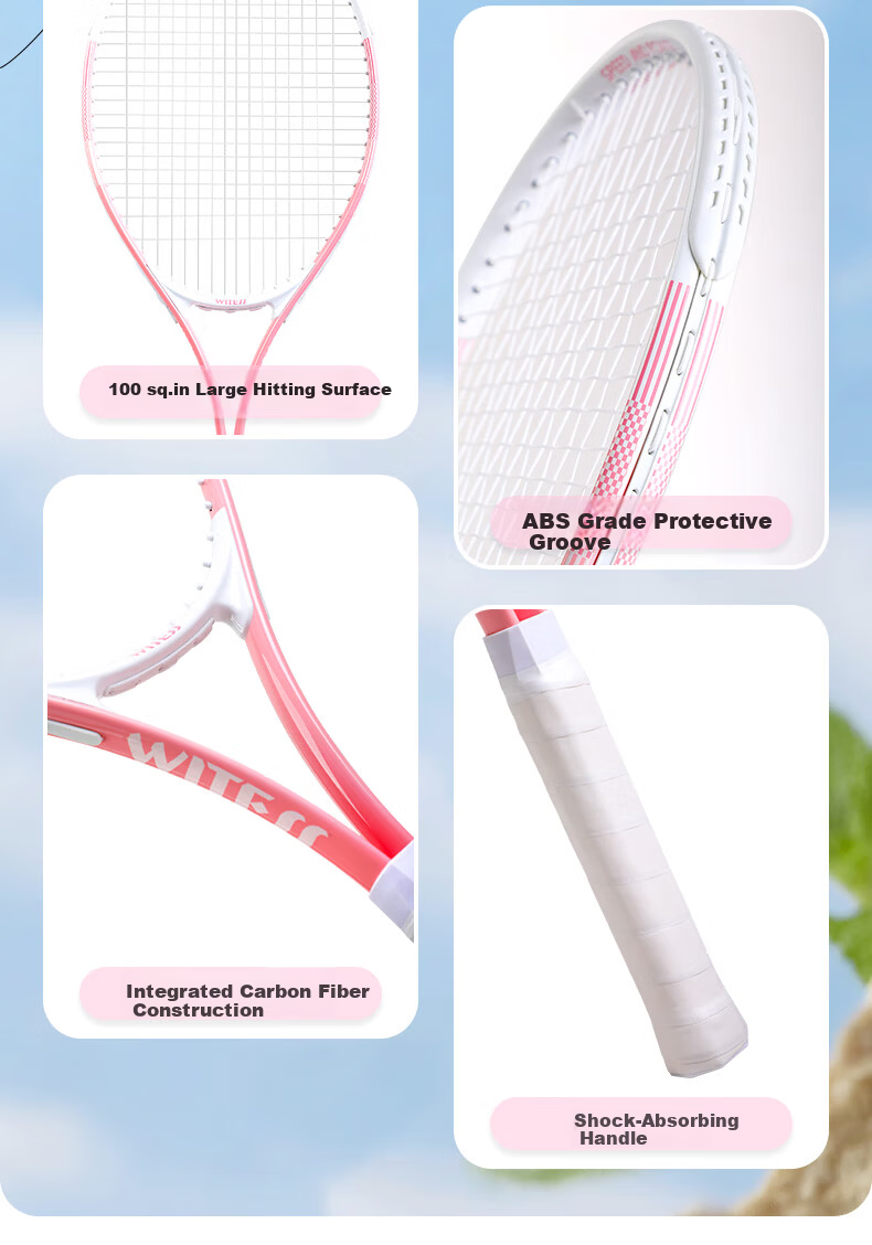 WITESS Tennis Racket for Men and Women Beginners Professional Single Racket with Strings Self-Practice Rebound Training Set Aluminum Alloy 7