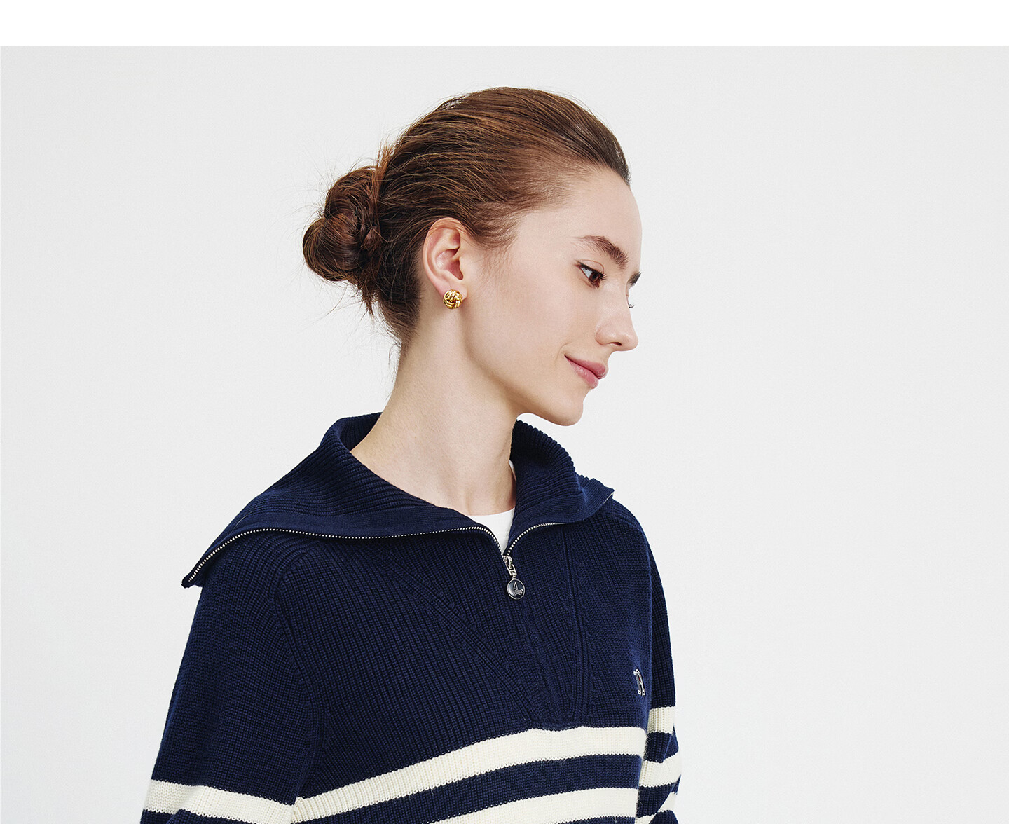 Navikail Italian Small Sailboat Women's 2025 New Striped Knit Loose Large Lapel Sweater 2334045506 15