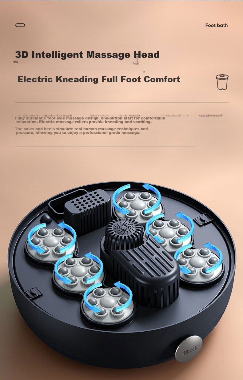 AUX AFB-1822 Foot Bath Bucket Heated Massage Smart Over-Knee Calf Steaming Deep Basin Constant Temperature Electric Foot Soak Basin Gift for Parents and Girlfriend Birthday Holiday 7