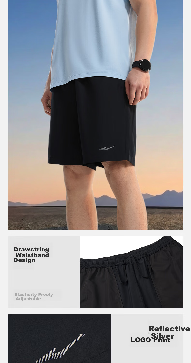 ERKE Men's Summer Sports Shorts Five-Point Ice Cooling Breathable Moisture-Wicking Quick-Dry Woven Training Running Casual Pants 6