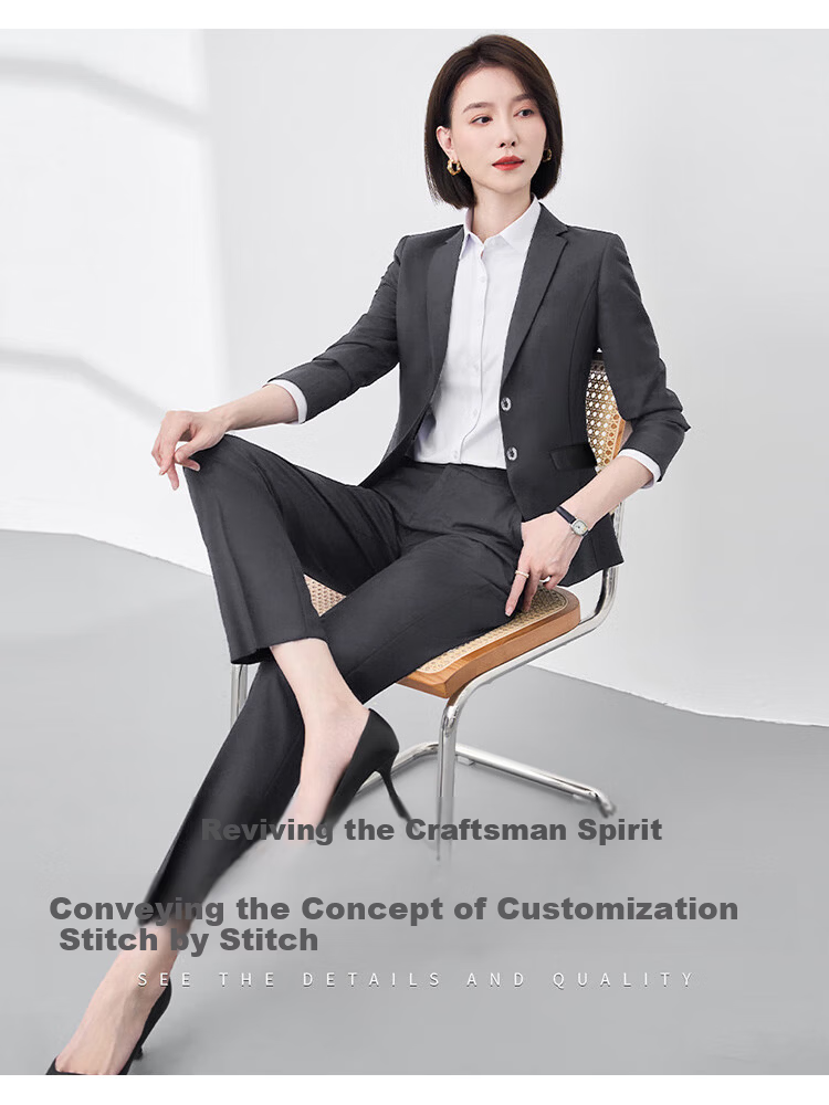 ROMON Women's Blazer Suit Professional Solid Slim Fit Casual Workwear High-End Jacket 12