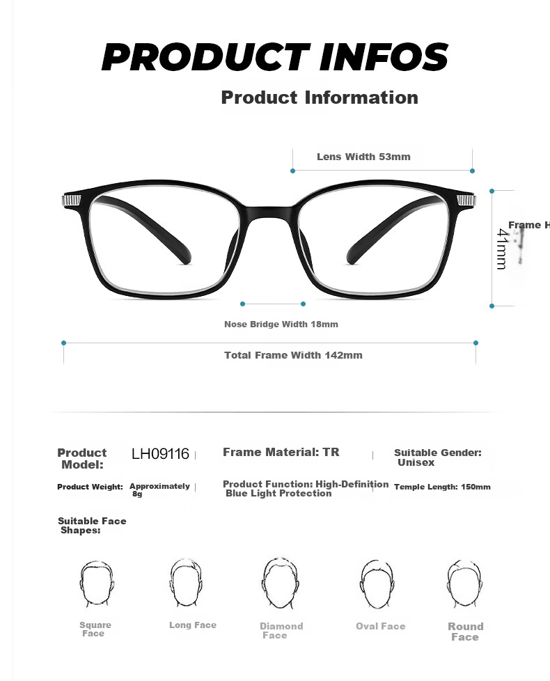 LOHO Men's Blue Light Blocking Reading Glasses HD Lenses Fashion Portable Elderly Glasses Women 100 Degree Age 40-49 9