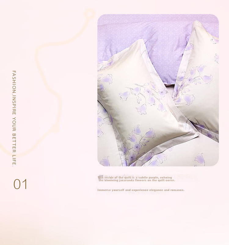 LOVO Luolai INS Style 100% Cotton Four-Piece Bedding Set, Pure Cotton Bed Sheet and Duvet Cover, Double Bed 200*230cm 4