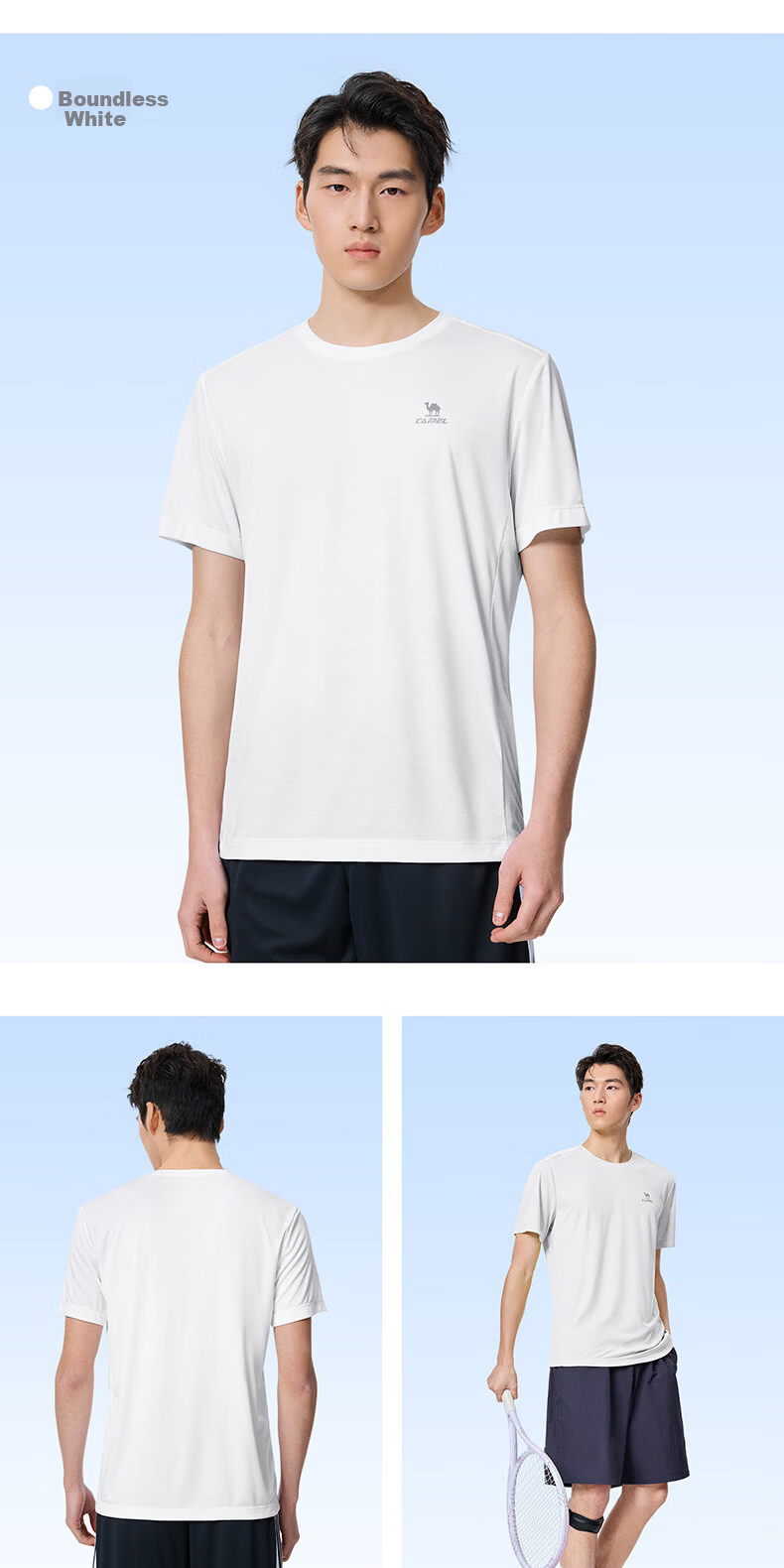 CAMEL Quick-Dry Running Sports T-Shirt Men Breathable Crew Neck Short Sleeve Top C16BAVL6077 Night Blue XL 15