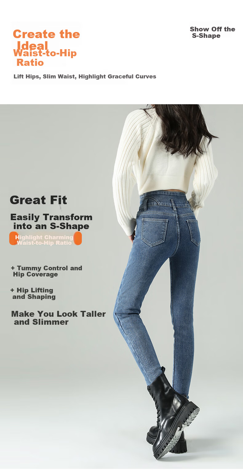 LangSha Three-Button High-Waist Skinny Jeans for Women 2025 Spring Autumn Thin Stretch Slim Pencil Pants 7