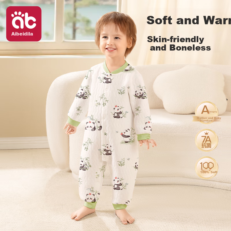 Aibedila Baby Spring Air Layer Warm Romper Infant Jumpsuit Crawling Suit