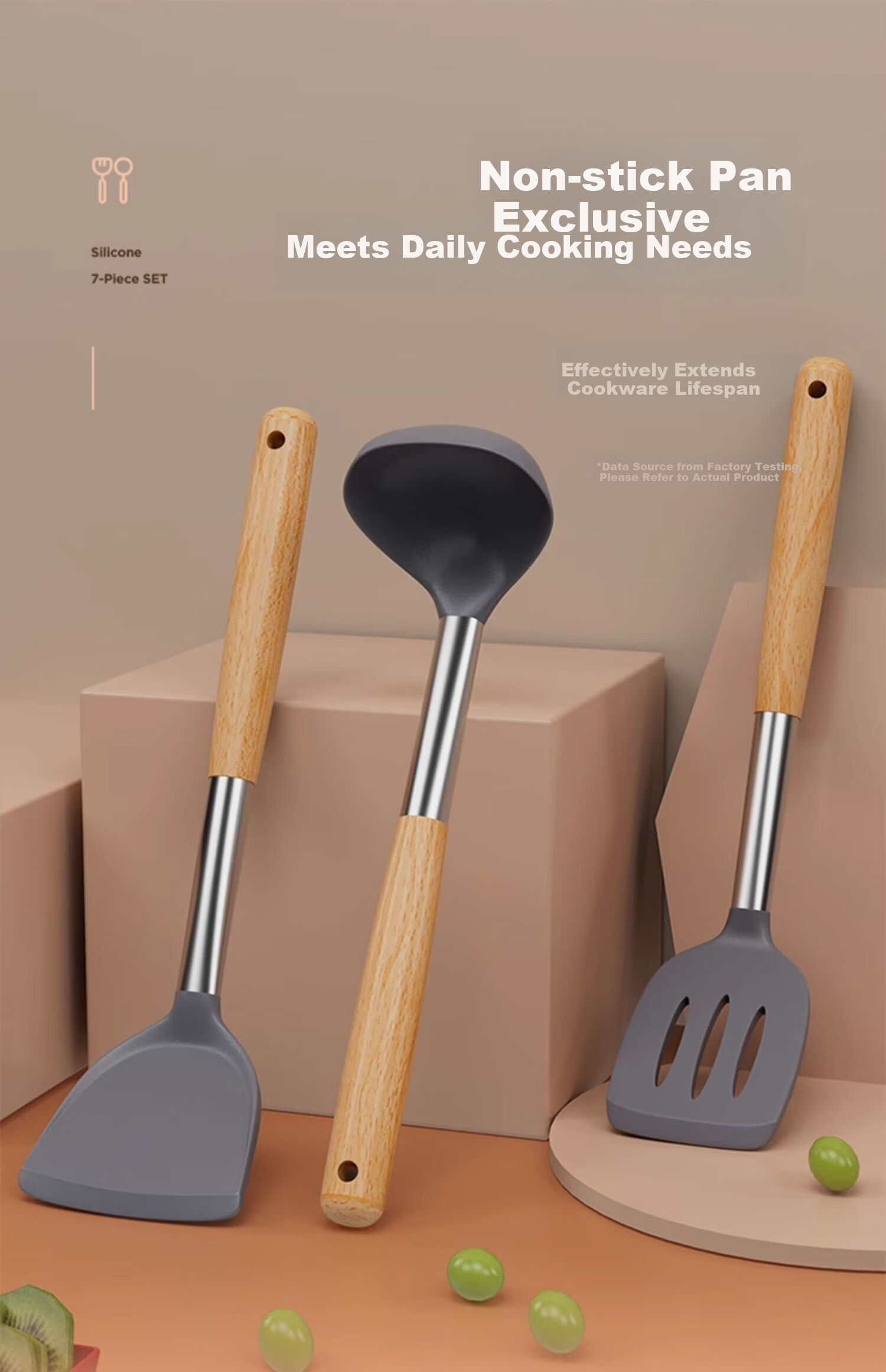 ASD Silicone Spatula Set Non-Stick Frying Pan Cooking Utensils High Temperature Resistant Household Cooking Spoon and Turner 16