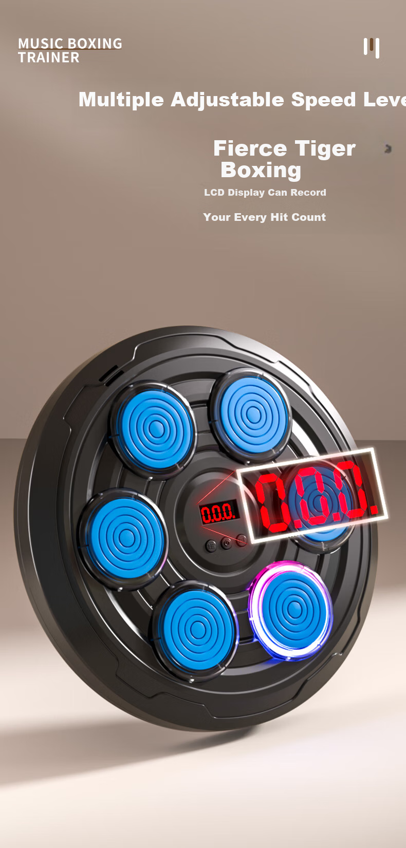 Miaobeile Children's Smart Music Boxing Machine Wall Target 6-10 Years Electronic Reaction Target Adult Boxing Trainer Birthday Gift 3