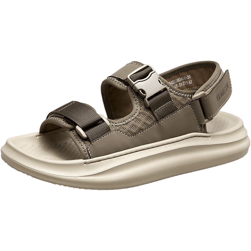 Eierkang Men's Breathable Casual Sports Sandals Thick Sole Outdoor Beach Sandals 96346W Khaki Size 42