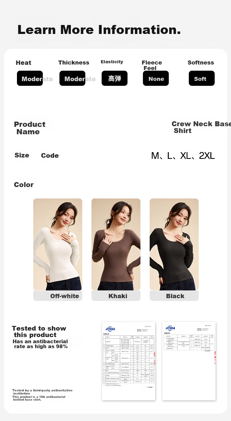 Urban Beauty 10A Antibacterial Low Collar Base Shirt Women Autumn Winter Fleece Thickened Basic Long Sleeve Slim Soft Inner Wear 10