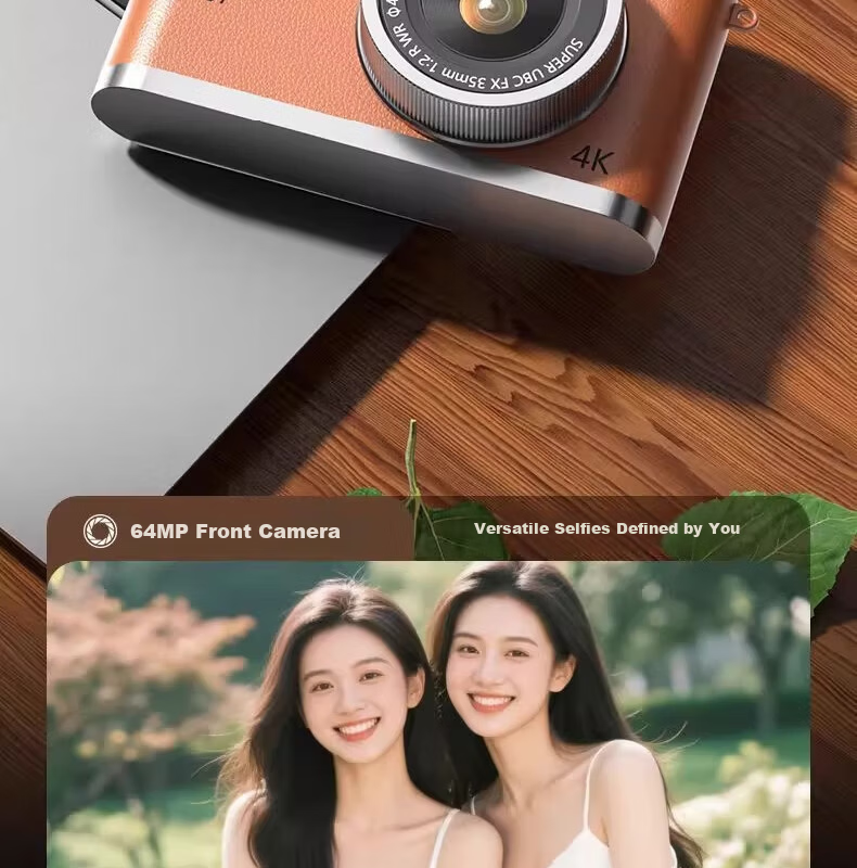 Black Cat Diary DK17 Digital Camera CCD Student Retro Campus Mini Camera Handheld Vlog Entry-Level Shooting Y03 Kids Card Instant Portable Photo Toy Gift Brown 64G 8
