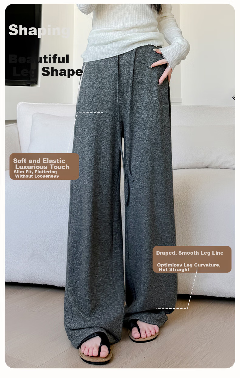 FitonTon Women's Horizontal Striped Knit Towel Pants, New Spring And Summer Style, Slimming Straight-Leg Sweatpants, Casual Lazy-Style Trousers 8