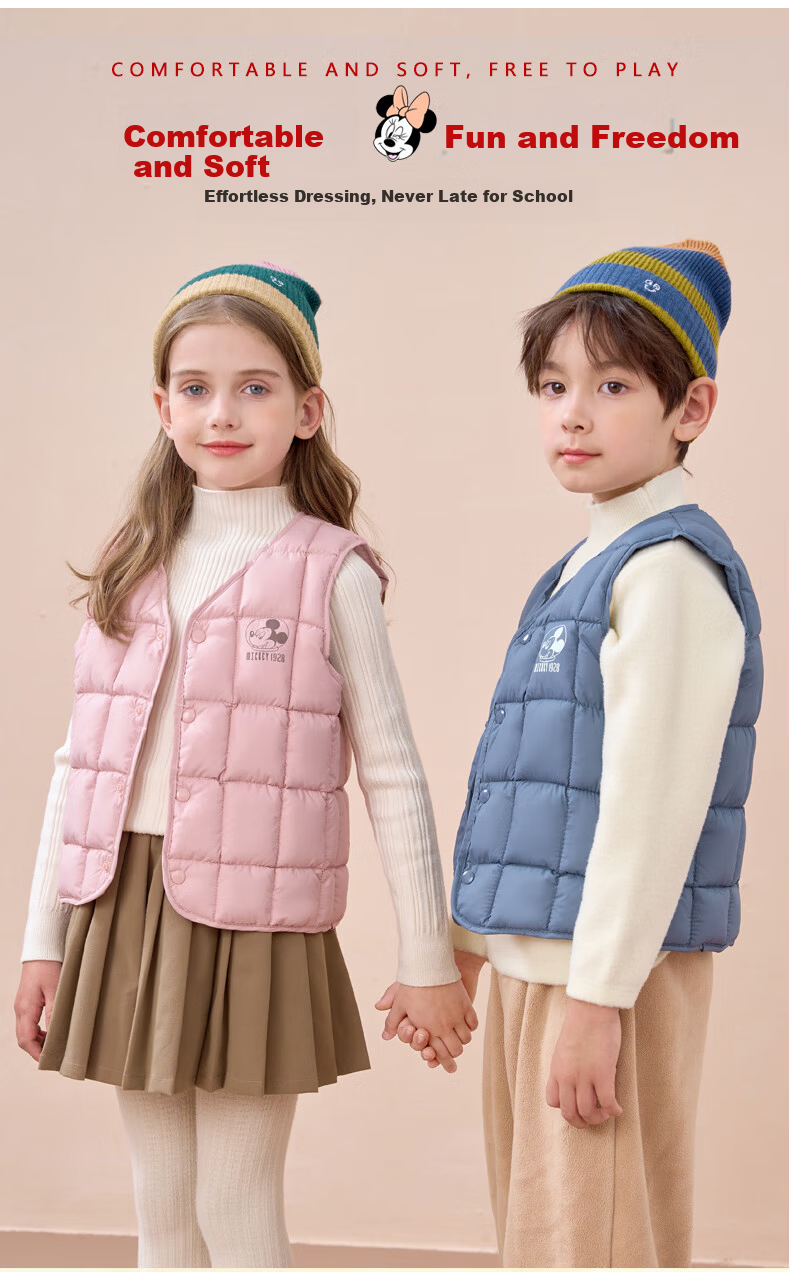 Disney Kids Cotton Vest Spring Autumn Winter Boys Girls Inner Wear Casual Outerwear Blue 150 7