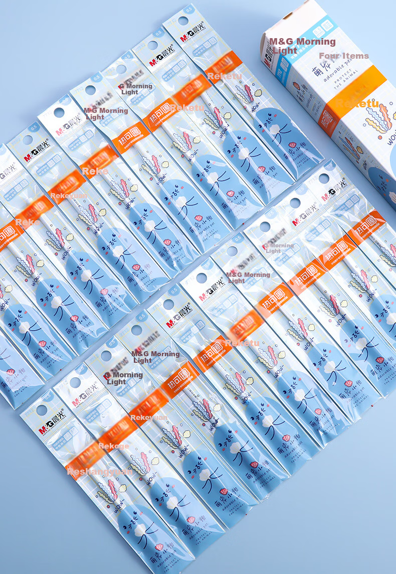 M&G Stationery 0.5mm Crystal Blue Erasable Gel Pen Refills Cute Pet Retractable Bullet Tip Signature Pen Refills 20pcs/Box 7712B2 6