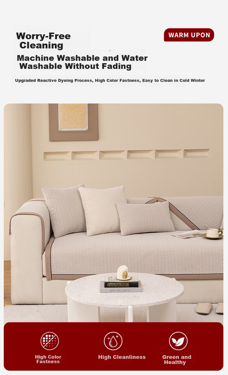 Wuyinliangpin Sofa Cover, High-Quality All-Season Non-Slip Throw Pillow, 90*240 Cm, Bose-Gray 14