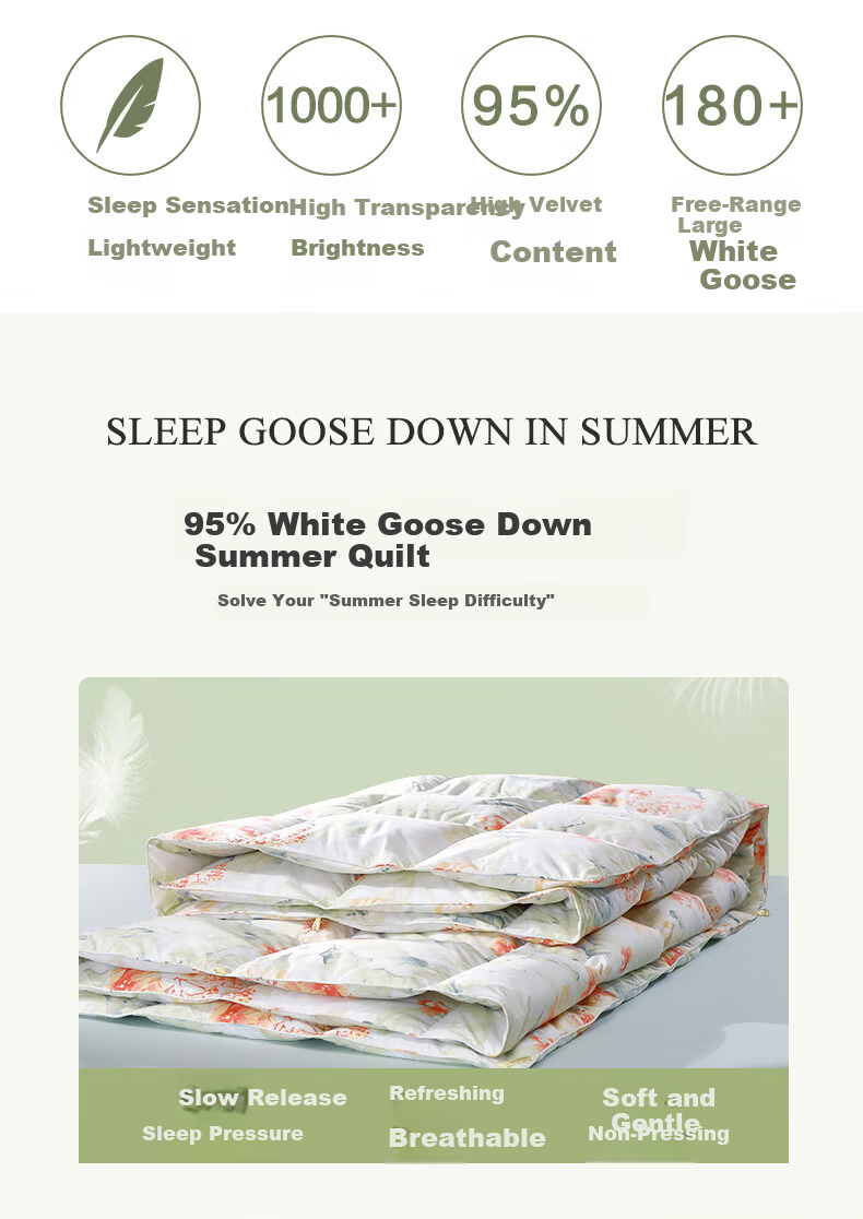 Fuanna Home Textiles 95% White Goose Down Quilt Summer Quilt Approx. 2.5 Jin 203*229cm 2