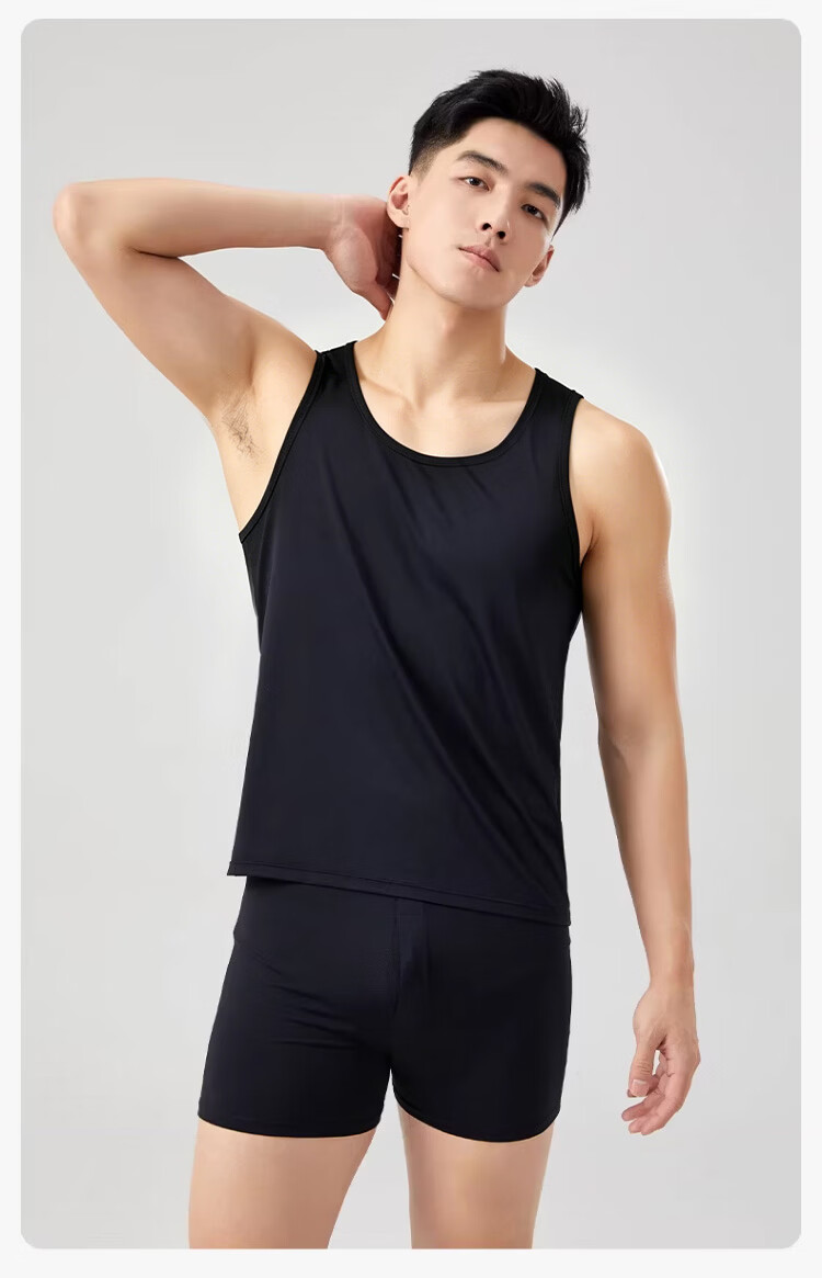 Langsha Men's Narrow Shoulder Vest Summer Thin Fitness Running Mesh Ice Silk Quick-Dry Sleeveless T-Shirt 14