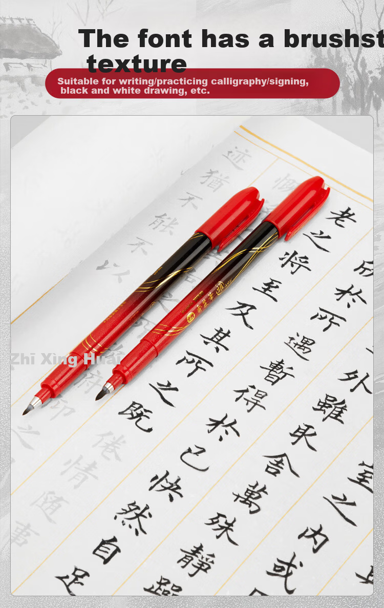 ZEBRA WF1 Silver Gray Student Calligraphy Brush Pen Small Regular Script 10pcs/Bag 5