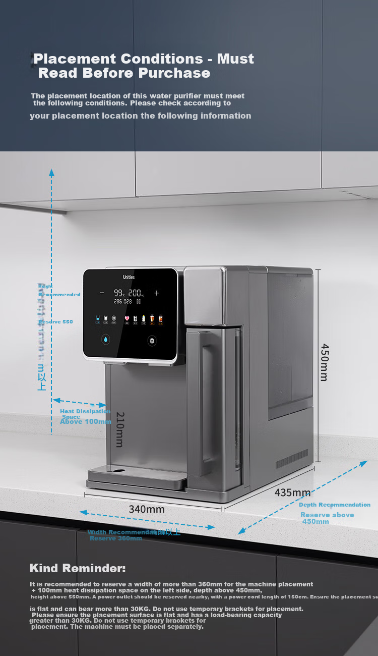 Unities Uwater S10 Automatic Water Inlet and Outlet Ice Cube Instant Heating Desktop Water Purifier 0 Scale Inhibitor Direct Drinking Reverse Osmosis Pipeline All-in-One Pipeline Type 13