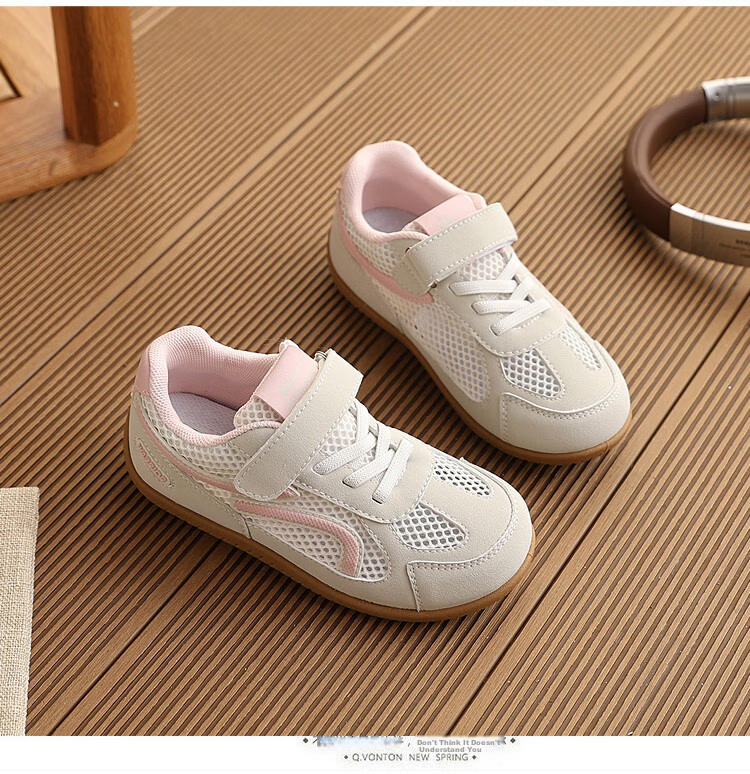Warrior Summer Kids Breathable Mesh Shoes New Single Mesh Sports Casual Shoes WZ(CL)-2228 Light Gray Pink Size 36 4