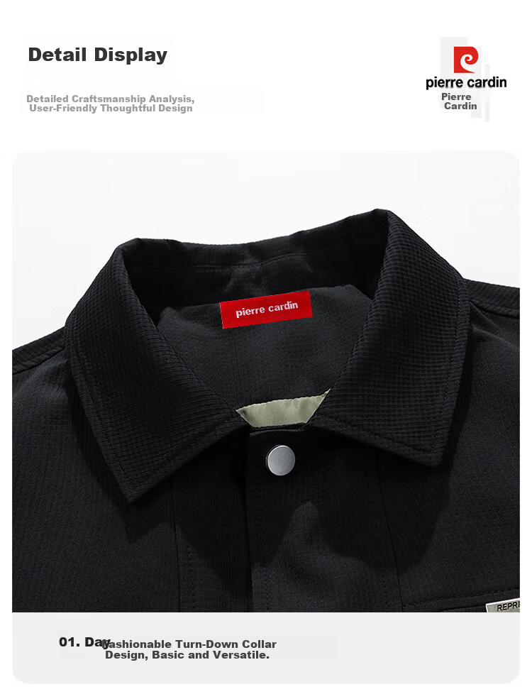 Pierre Cardin Men's Jacket Spring Autumn Winter Trendy Loose Workwear Casual Top Black XL 16