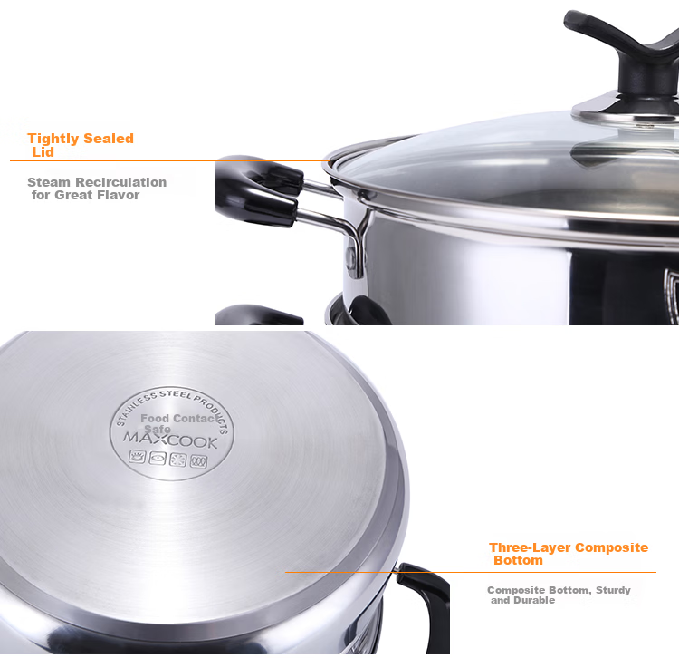 MAXCOOK 316L Stainless Steel 2-Layer 36cm Steamer Large Capacity Soup Pot Compatible with Gas Stove and Induction Cooker MCZ961 15
