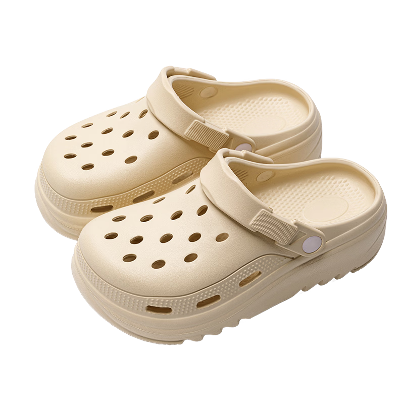 Runrou Women's Summer 2026 New Thick Sole Height Increasing Outdoor Beach Shoes Non-Slip Soft Sole Closed-Toe Sandals