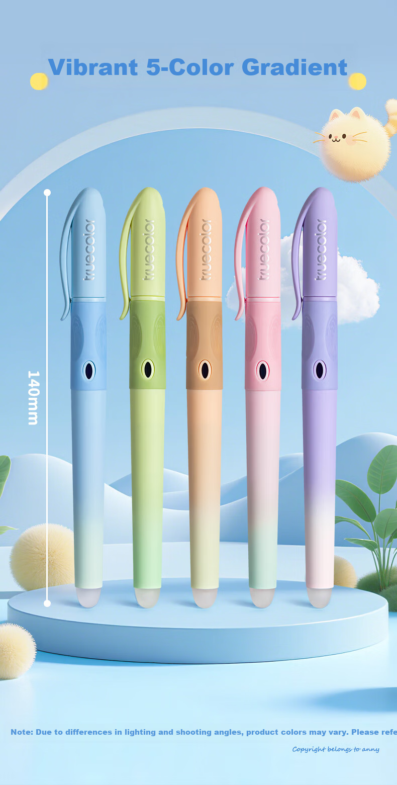 TRUECOLOR Blue Thermal Erasable Fountain Pen 0.38mm for Elementary Students Grade 3 Children Handwriting Practice Posture Correction Refillable Ink Cartridge High Appearance Unisex Beginner Fountain P 10