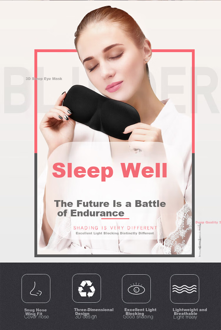 BWNK Suzi 3D Eye Mask Sleep Light-blocking Lightweight Breathable Unisex Nap Travel Eye Protection Mask Black 1