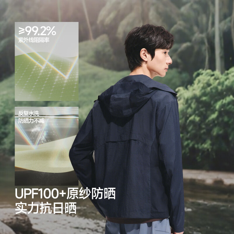 Beneunder Men's Lightweight Sun Protection Jacket Water-Repellent UV-Resistant Outdoor Sports Coat TS007 Moonlight Blue S