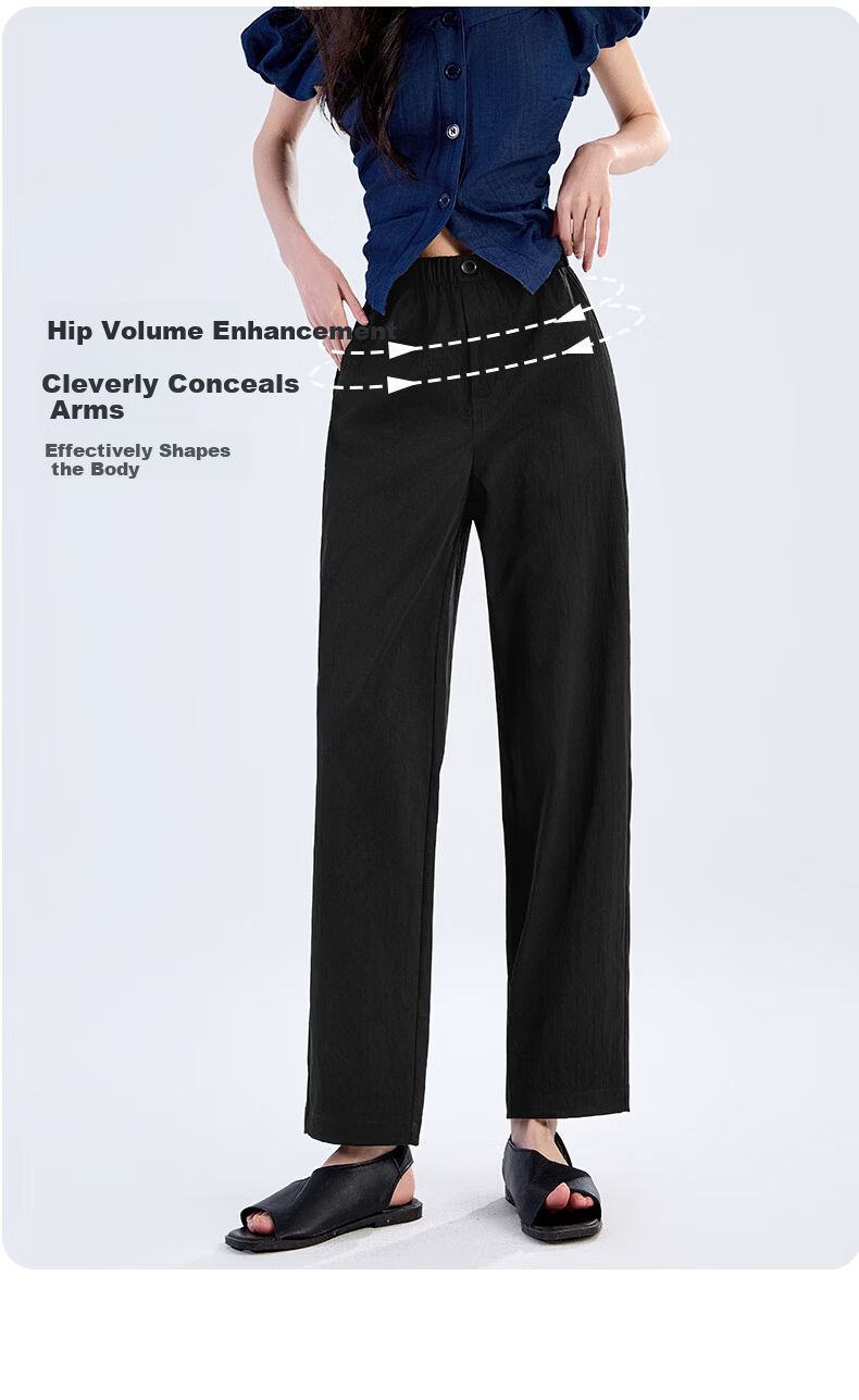 LangSha Straight-Leg Harem Pants for Women, Summer 2026 Thin High-Waist Slimming Nine-Point Straight-Leg Carrot Cigarette Trousers 4