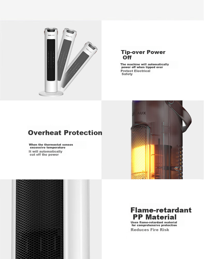 AUX Heater Electric Heater Home Heating Appliance Electric Heater Warm Air Fan Tower Graphene Heater NSBE-200GS 13